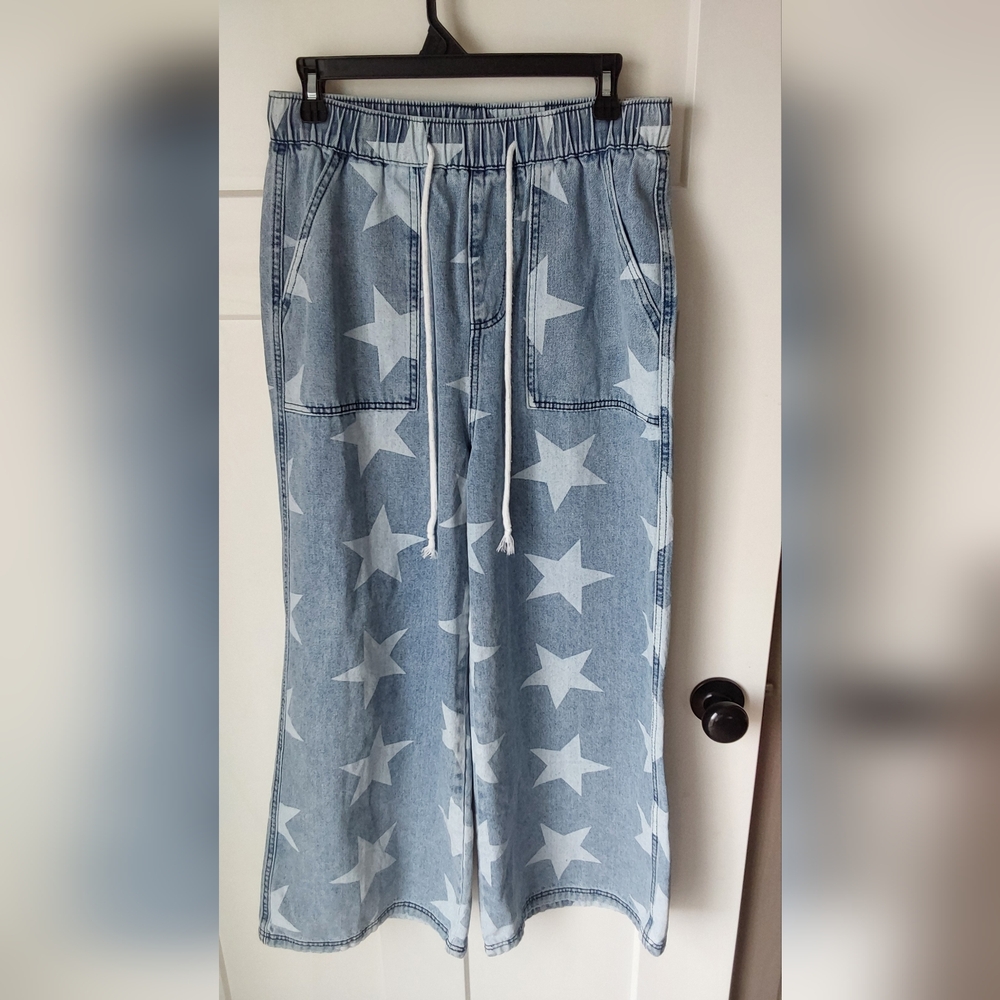 Star Denim Pull-on Wide Leg Jeans Sz M